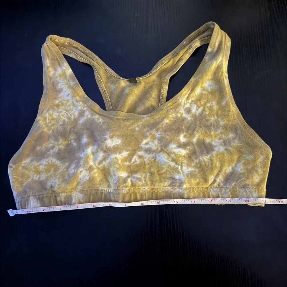 Aquadelics Tie Dye Y2K Desert Hippie Boho Grunge Earthy Mustard Sz XL Sports Bra - Picture 9 of 10